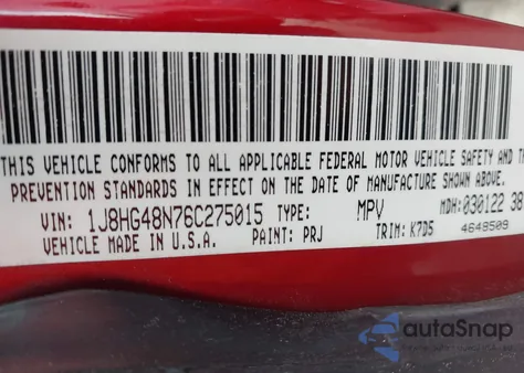 2006 Jeep Commander from USA, damaged, VIN 1J8HG48N76C275015